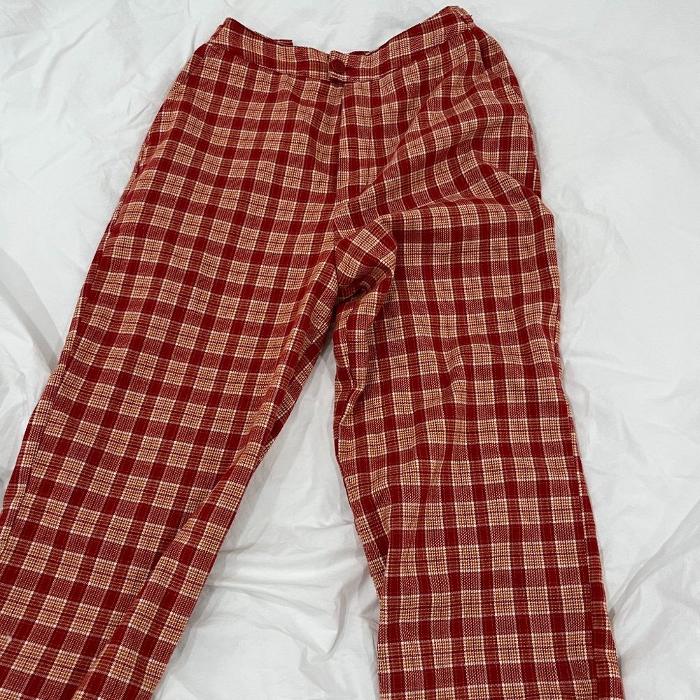 brandy melville red plaid tilden pants